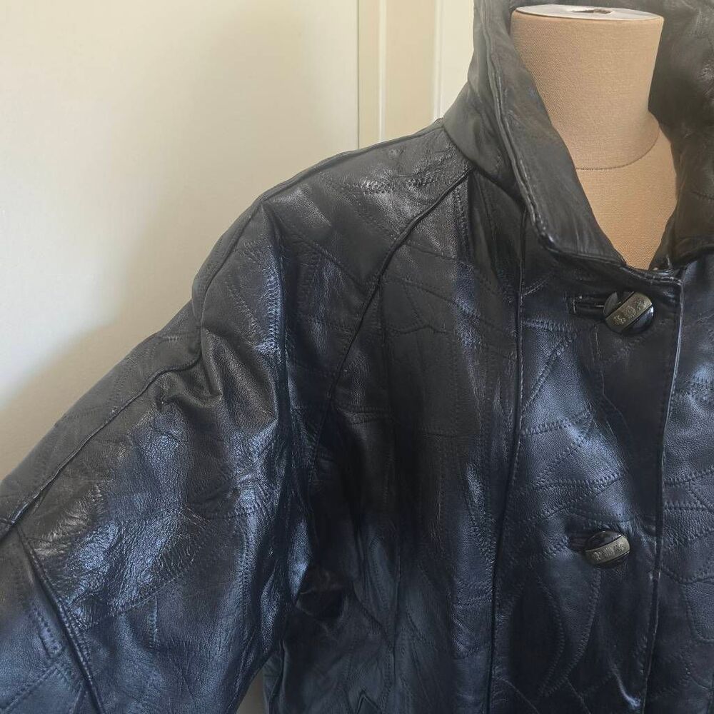 Maxam Brand Vintage Black Leather Womens Coat, Pockets, Lined, NWT, XL